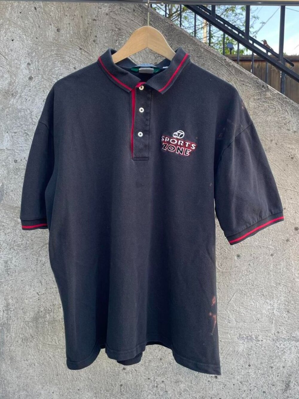 Y2k ABC 7 Sports Zone embroidered polo shirt size XL